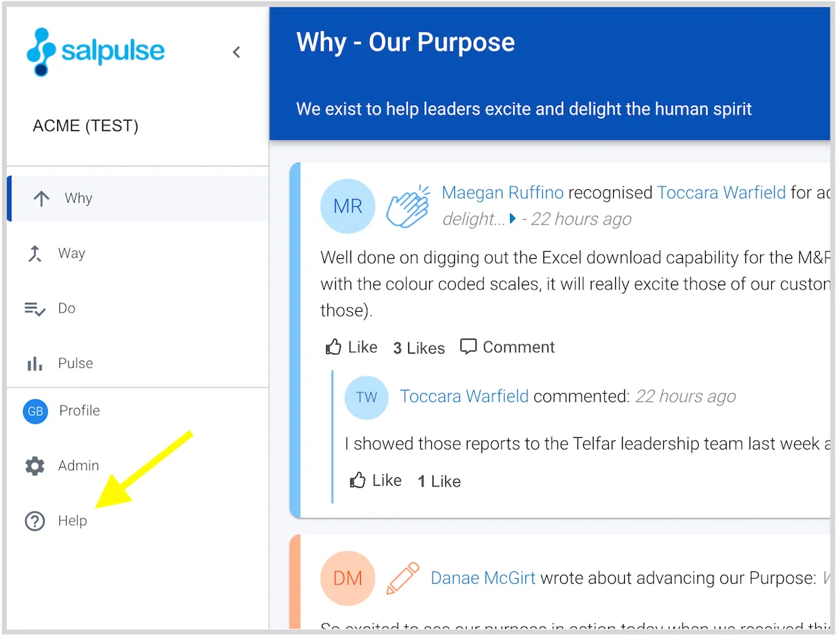 Salpulse User Guide on desktop
