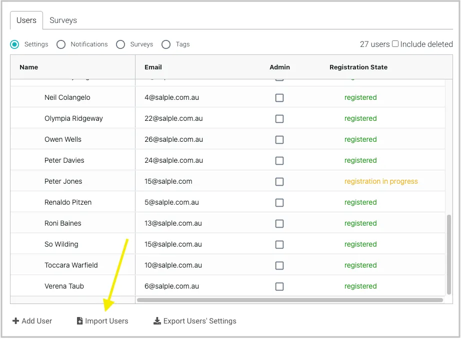 Importing users into Salpulse Importing users into Salpulse
