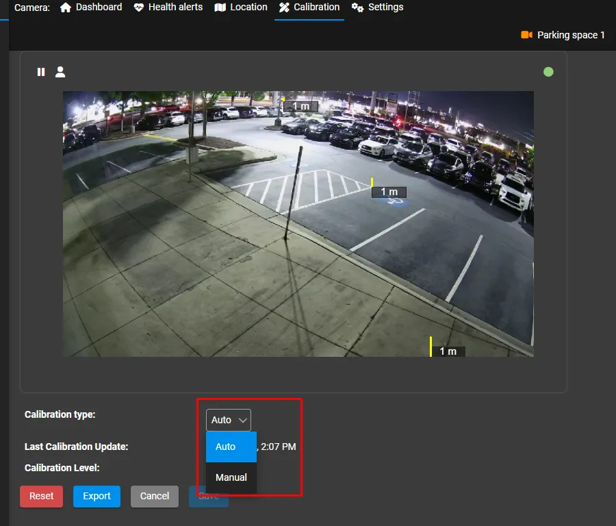 Where a user can manually calibrate a camera