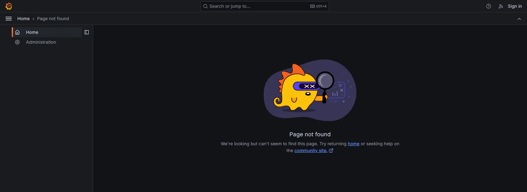 Grafana displays Page not found