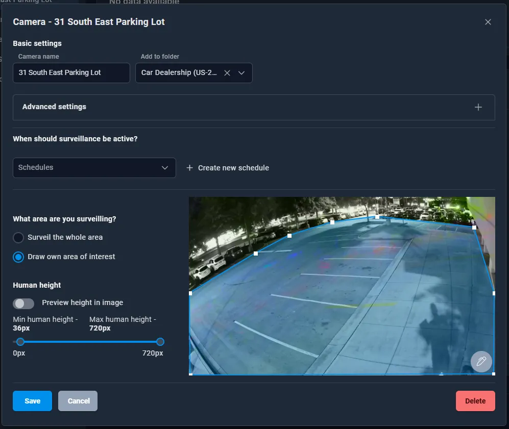 The Irisity Alarm Filter supports free-form polygon ROI to define the alarming zone in The Irisity Alarm Filter supports free-form polygon ROI to define the alarming zone in precisely