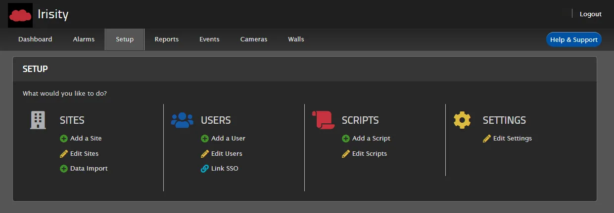 Immix setup dashboard