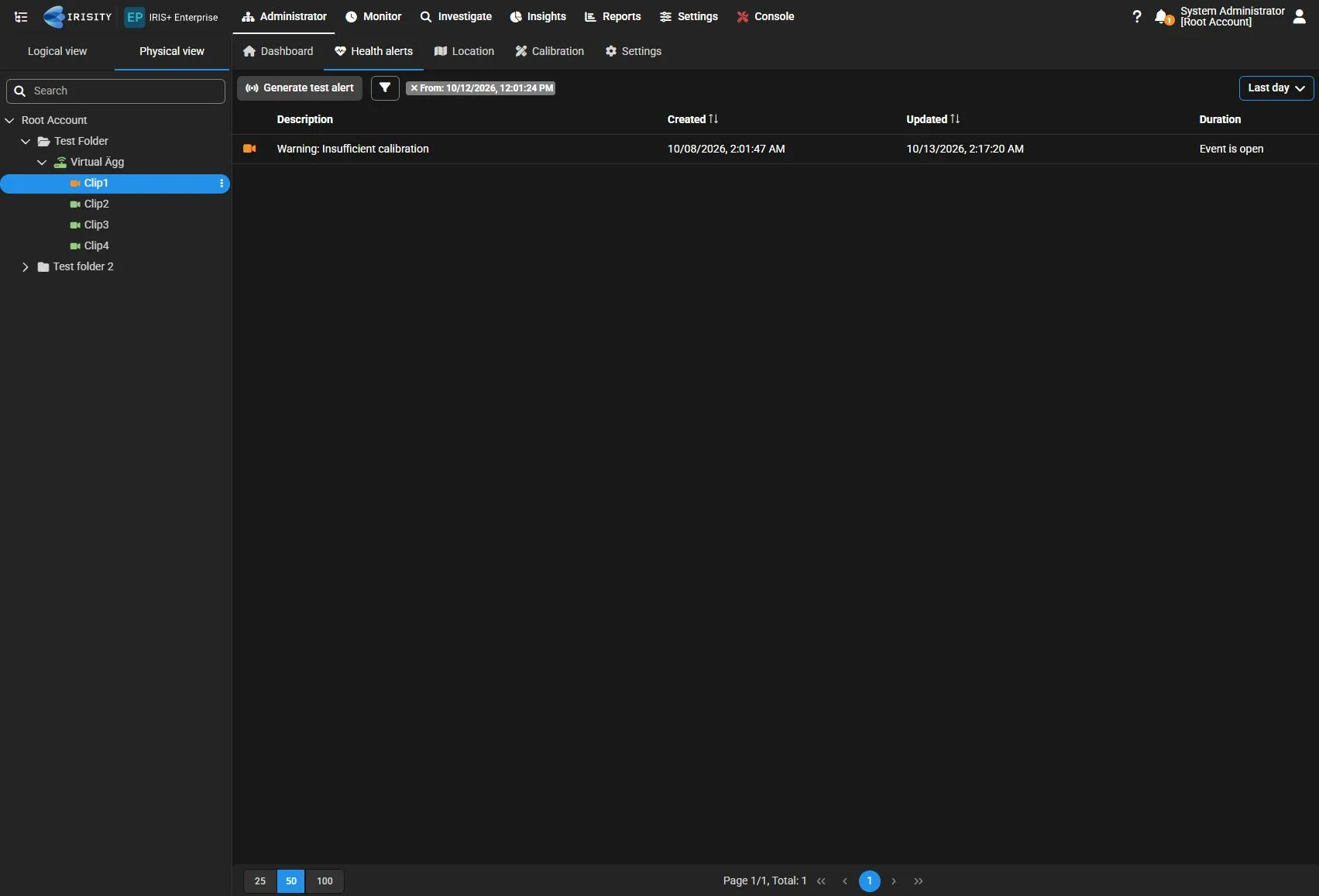 Overview: Portal Physical view and Health alerts