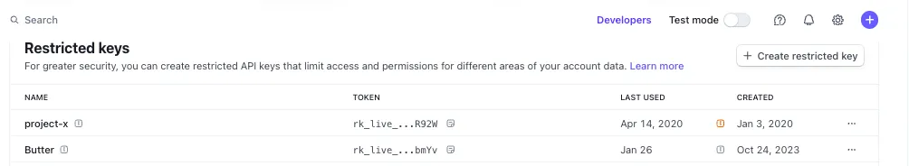 Butter Restricted API Key Example