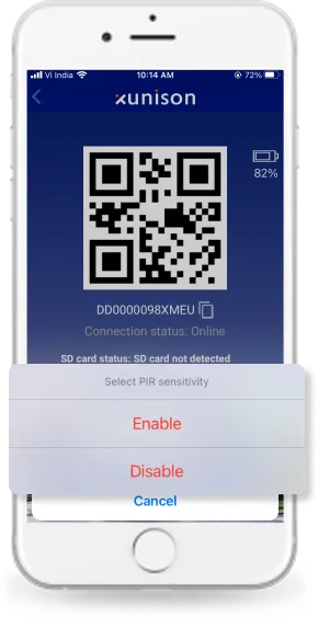 Enable / Disable PIR Sensitivity Enable / Disable PIR Sensitivity