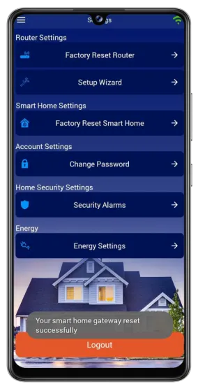 Factory reset smart home successful