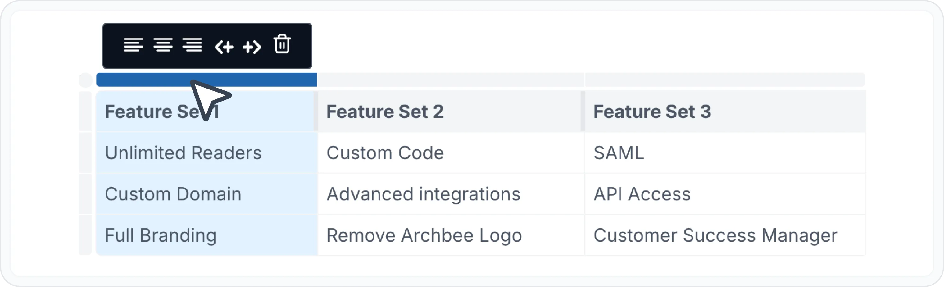 Column options Column options