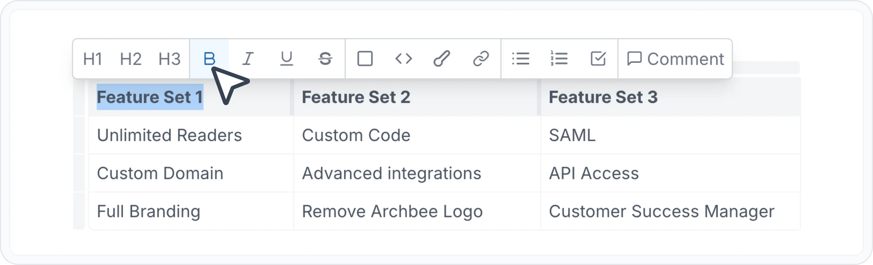 Formatting options Formatting options