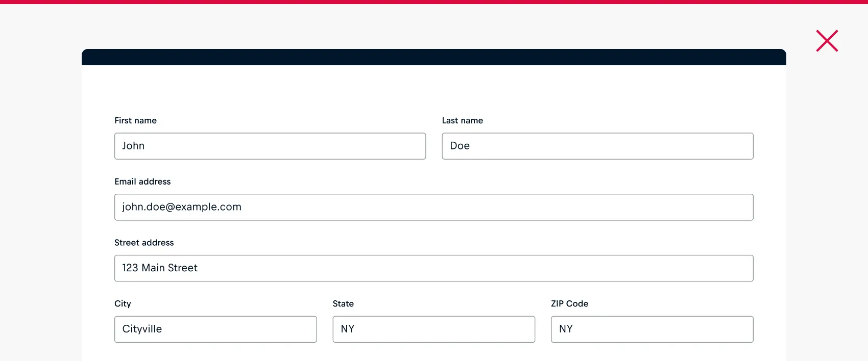 Don't: Create overly wide forms, as layouts that extend across a broad area can hinder quick and efficient navigation. Don't: Create overly wide forms, as layouts that extend across a broad area can hinder quick and efficient navigation.