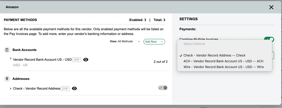 Select Default Payment Method