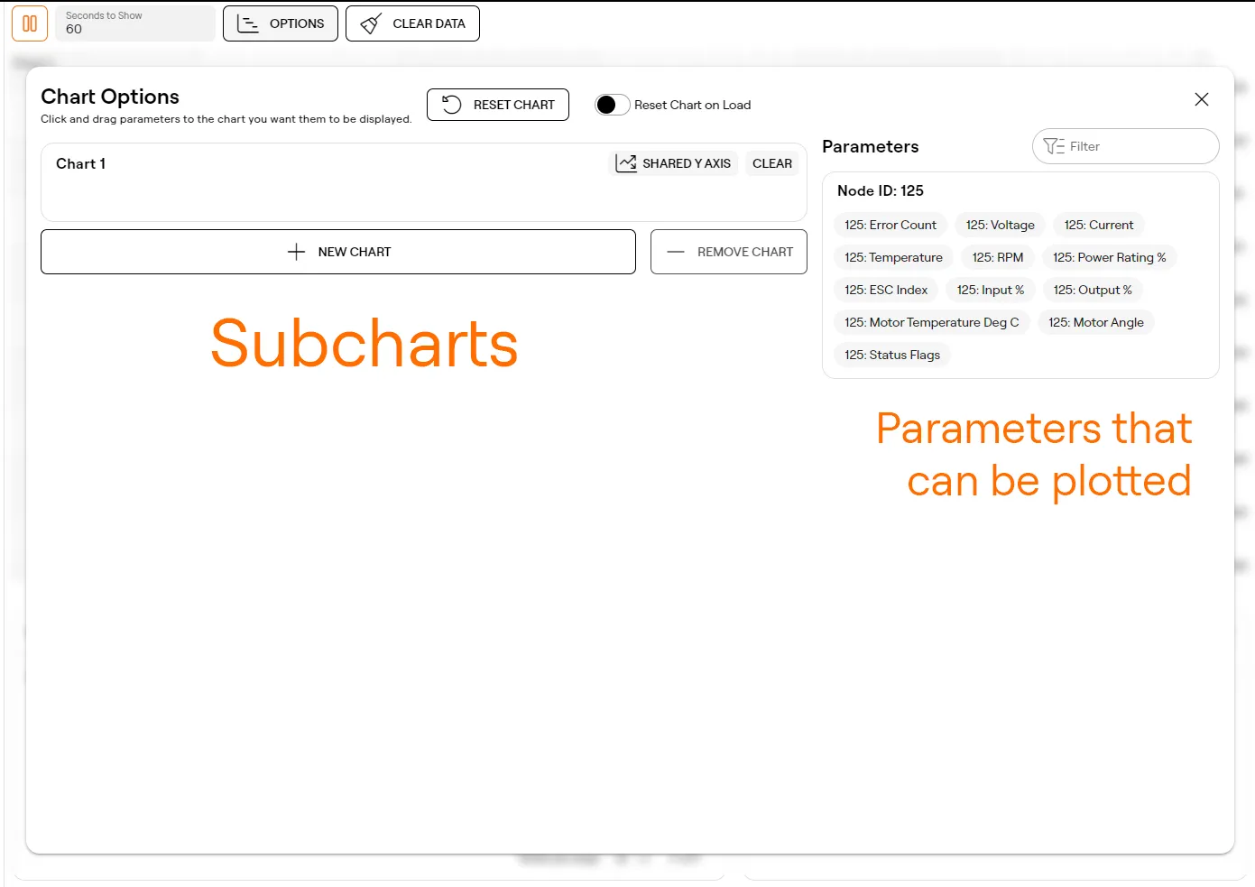 Live chart options Live chart options