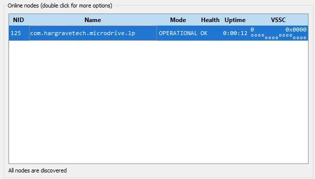 The list of available DroneCAN nodes