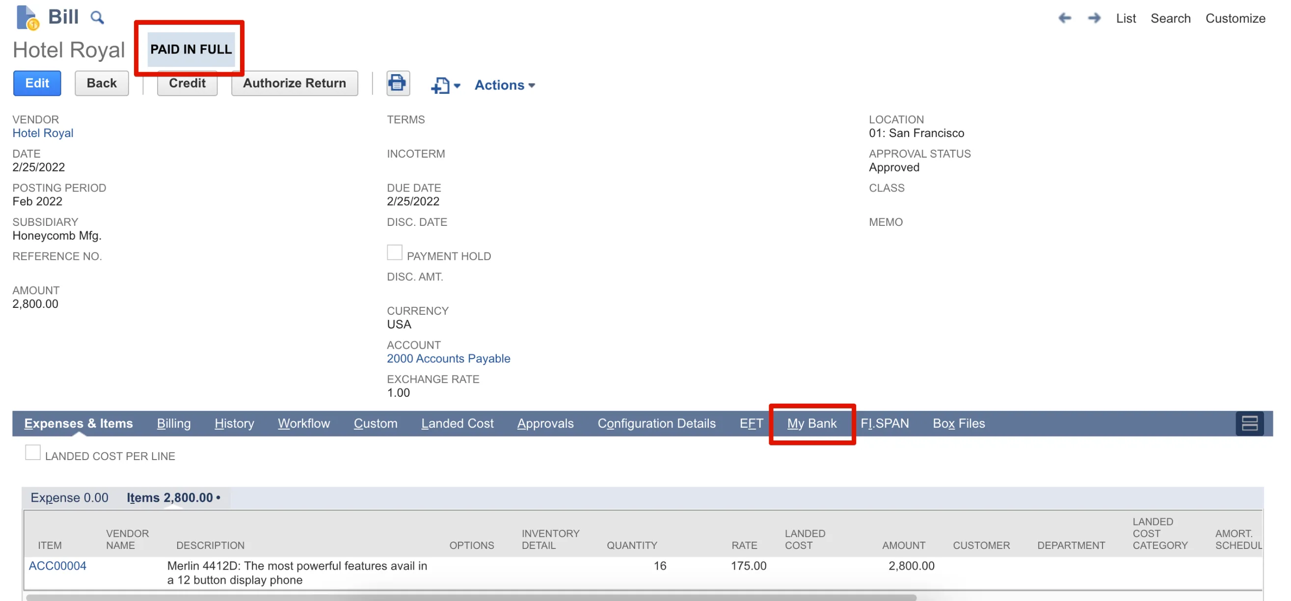 Check Bill is marked as "PAID IN FULL" Check Bill is marked as "PAID IN FULL"