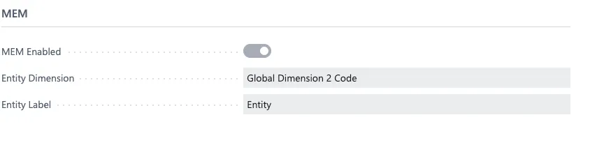 MEM settings MEM settings
