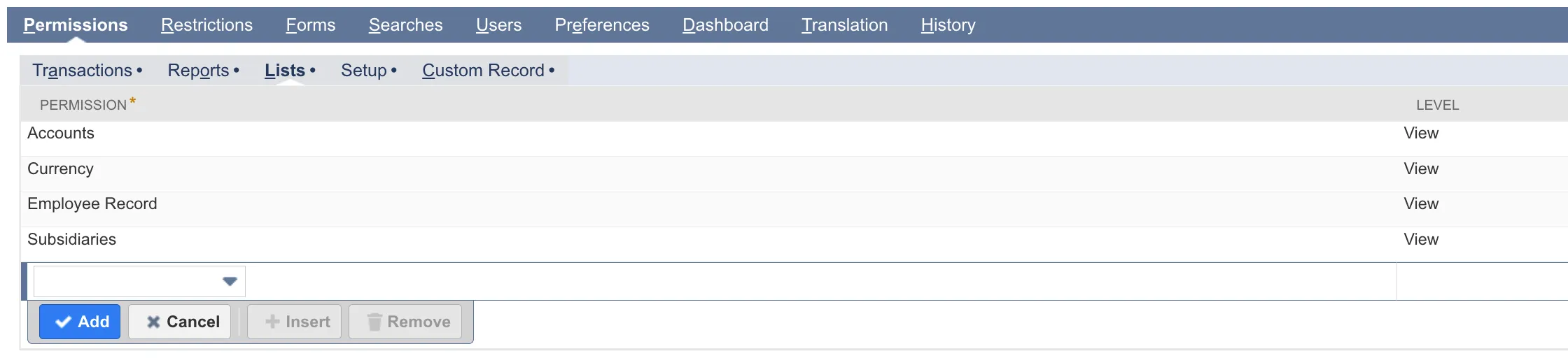 "Lists" Permissions "Lists" Permissions