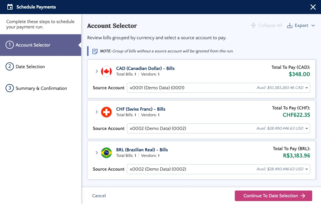 Multi-Source Account Payment Runs