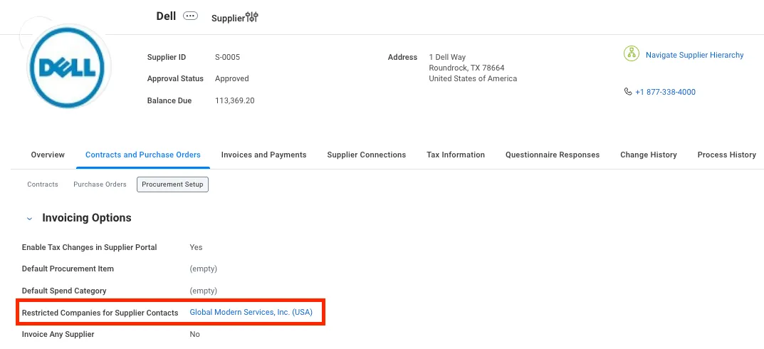 Restricted Companies for Supplier Contacts in Workday Restricted Companies for Supplier Contacts in Workday