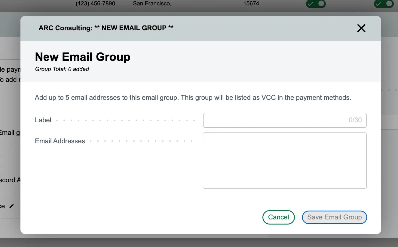 Add Email Group Details Add Email Group Details