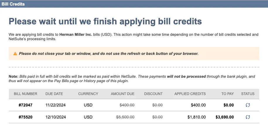 Processing Bill Credits Processing Bill Credits