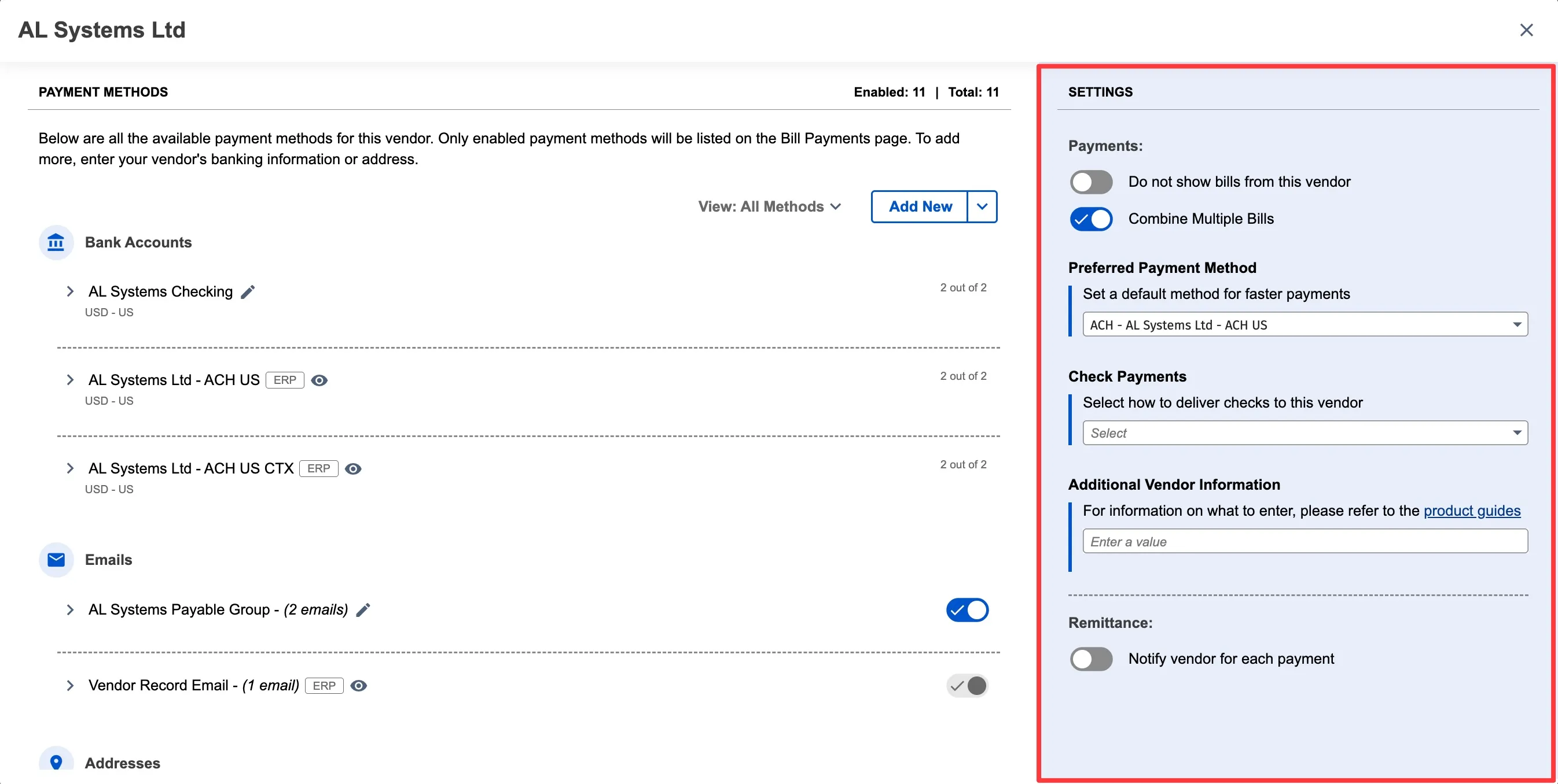 Vendor/Employee Settings Vendor/Employee Settings