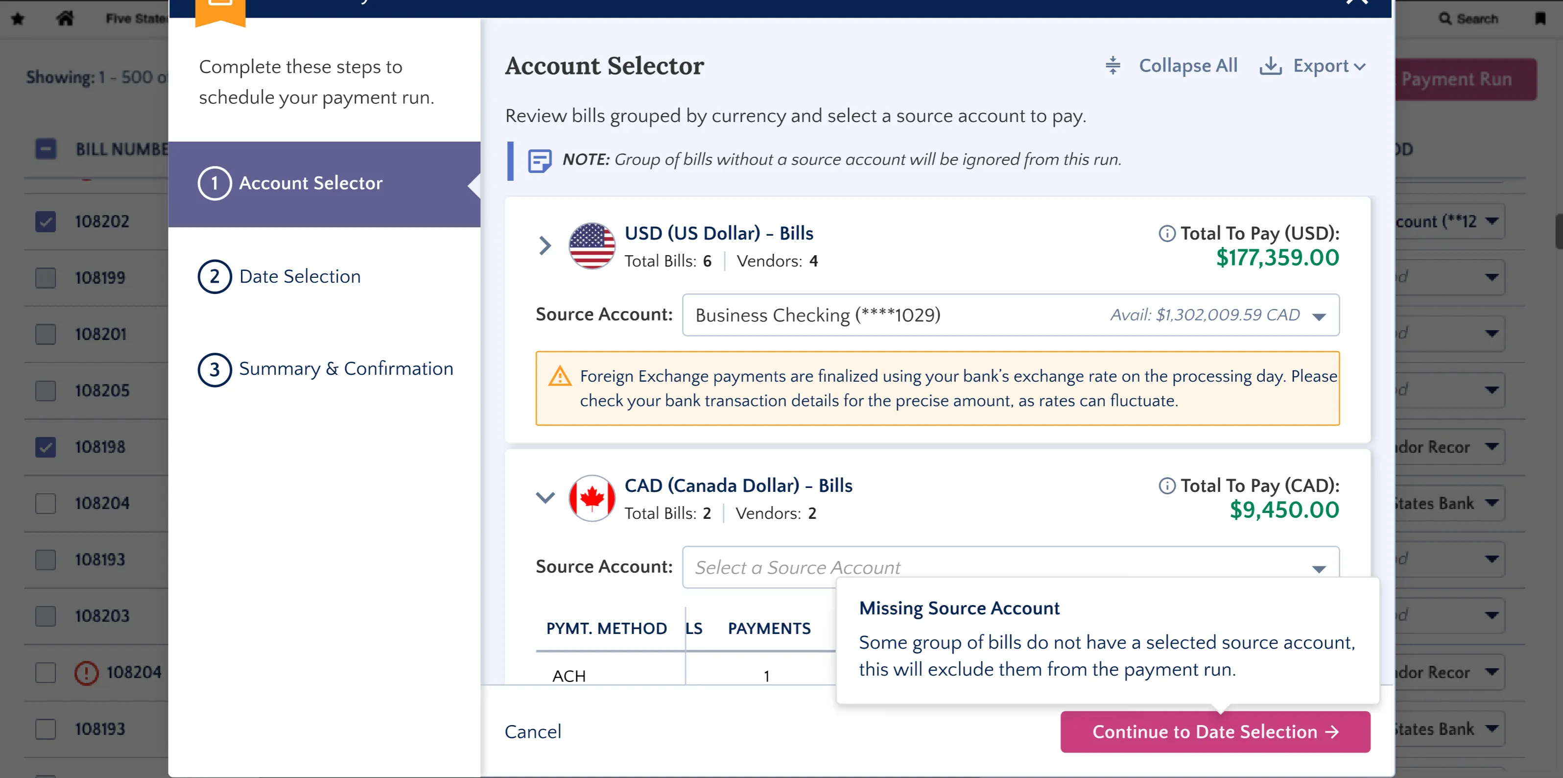 Select Source Account Select Source Account