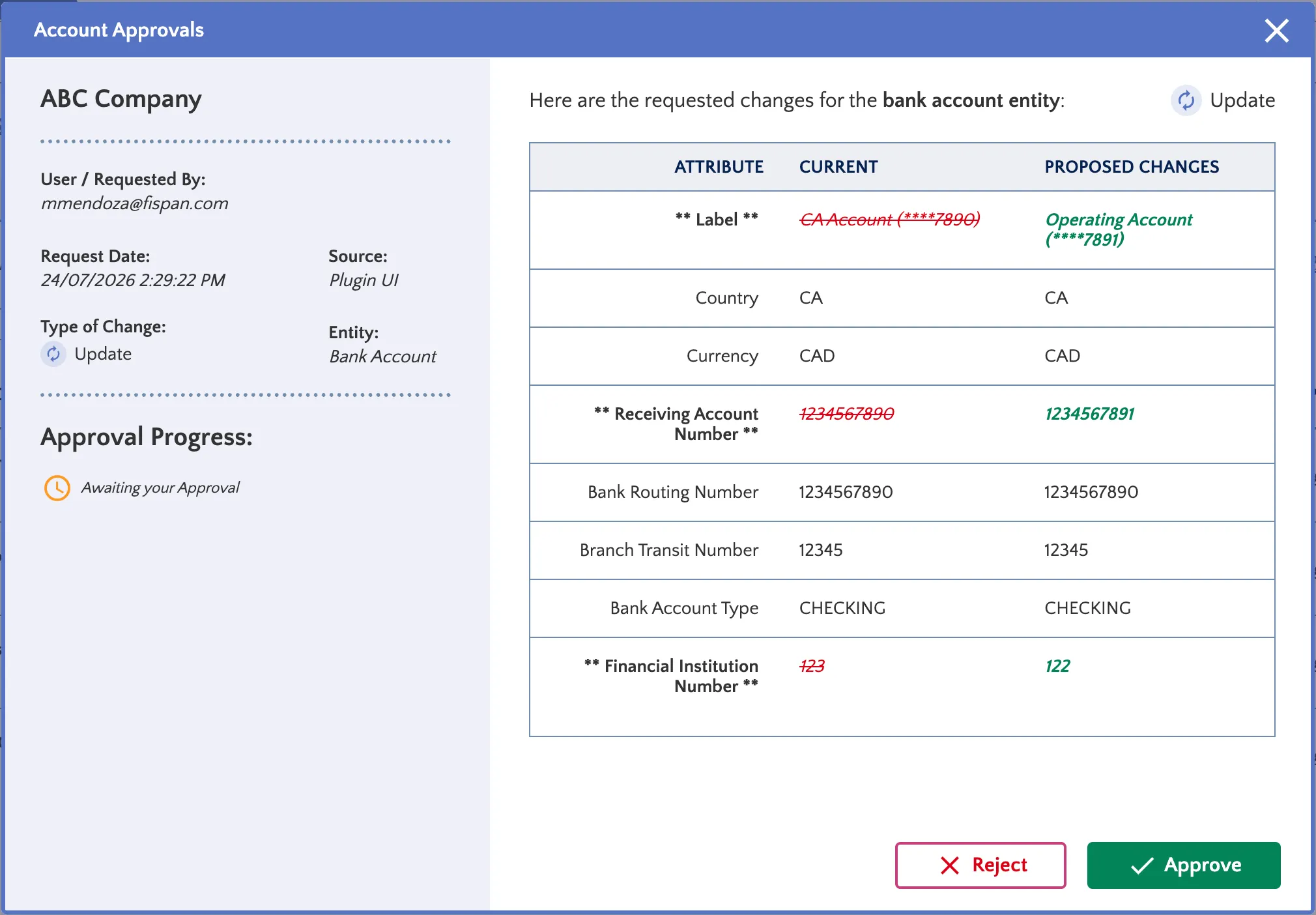 Update - View Pending Change Update - View Pending Change
