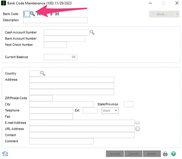 Input Bank Code