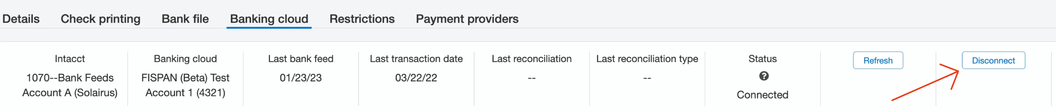 Disconnect Bank Feeds Account