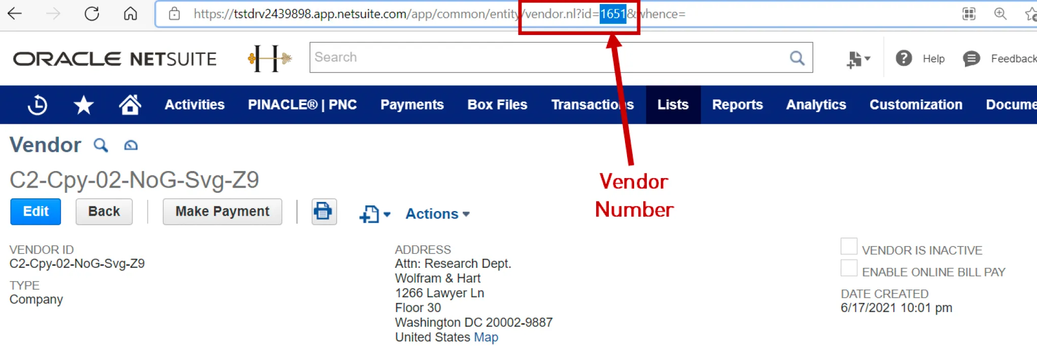Vendor Number Mapping