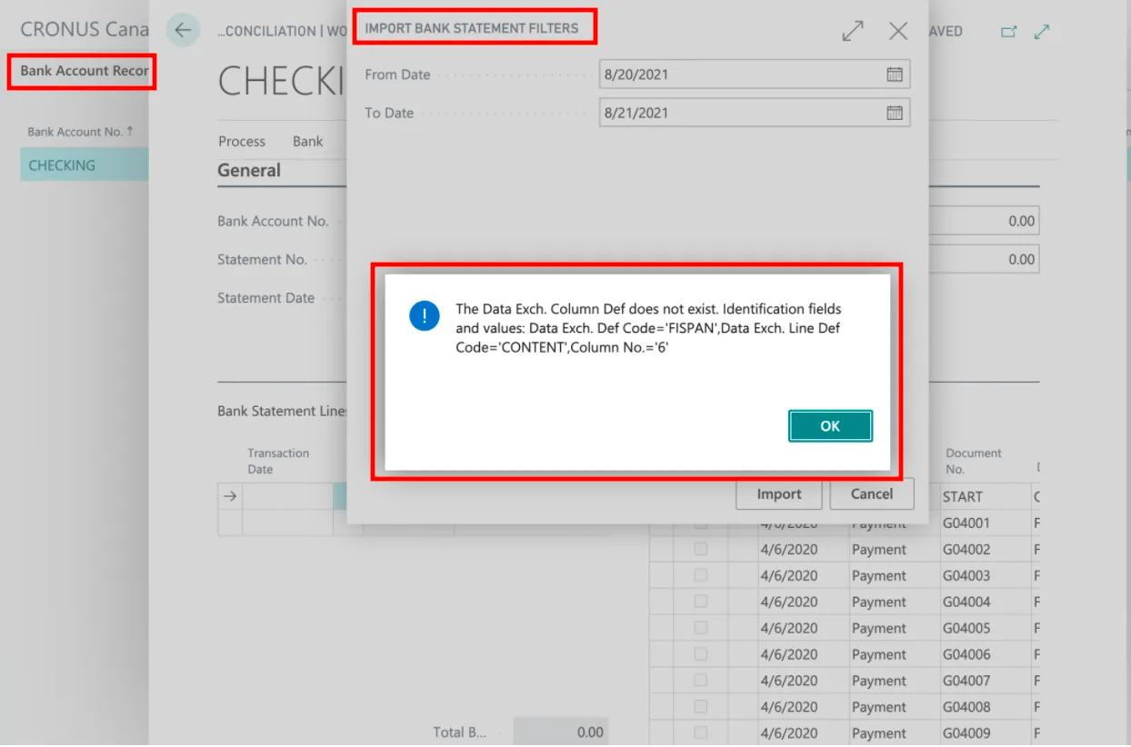 Error message