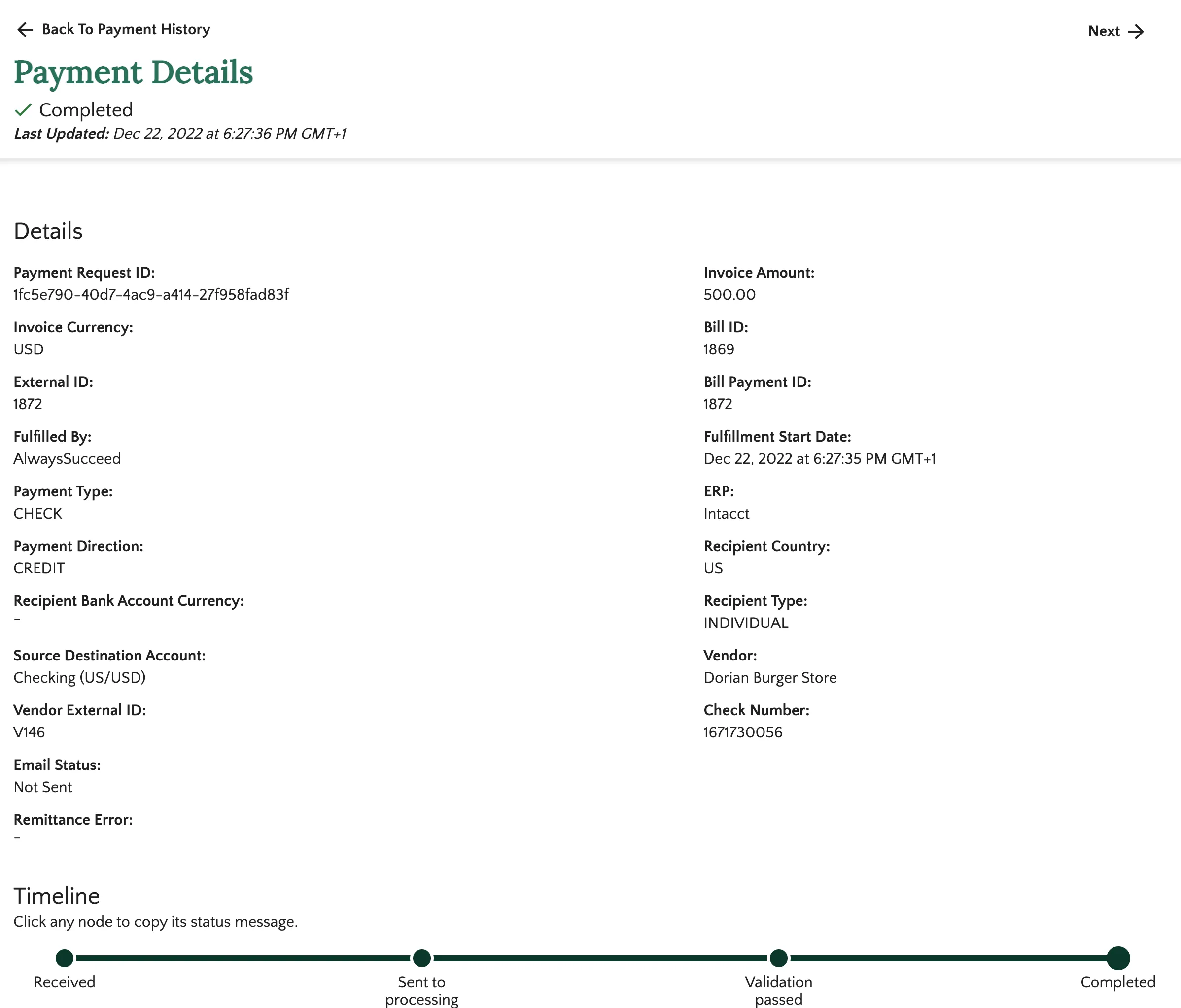 Example Payment Details Example Payment Details