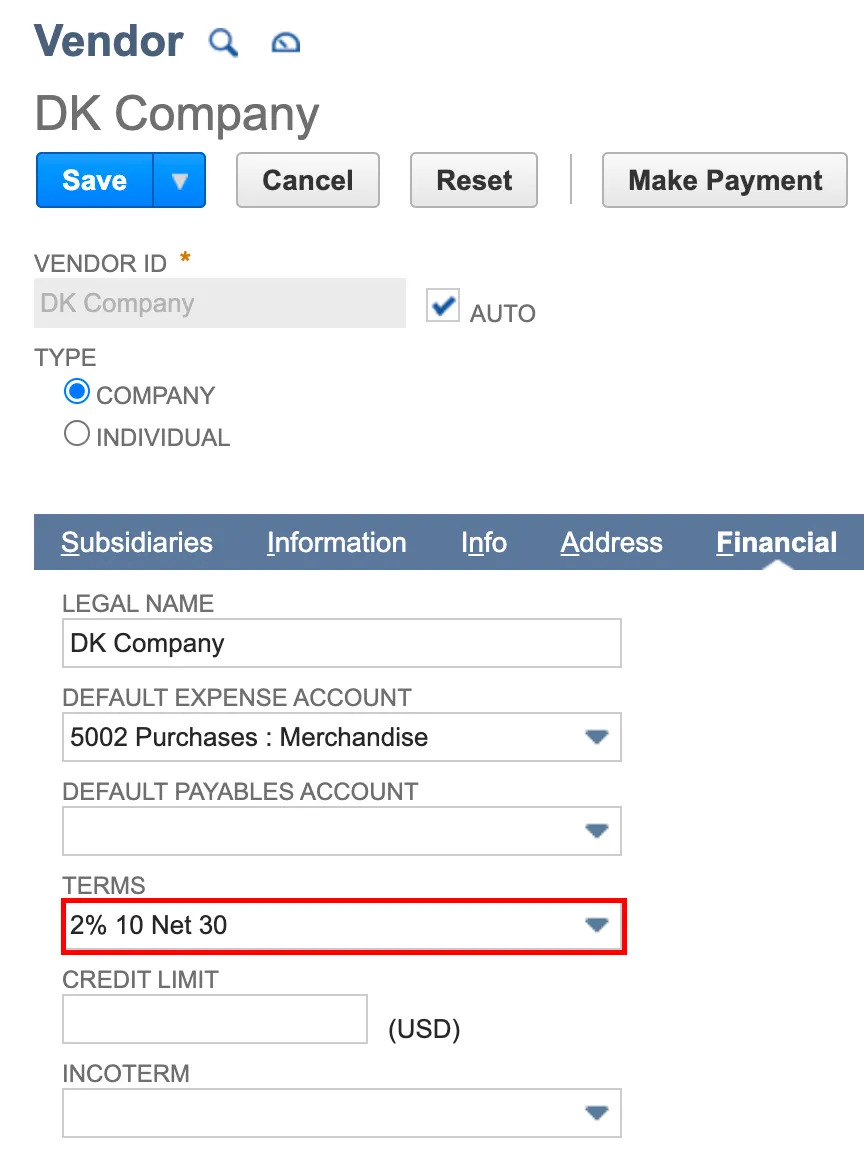 Set Payment Term at Vendor Level Set Payment Term at Vendor Level