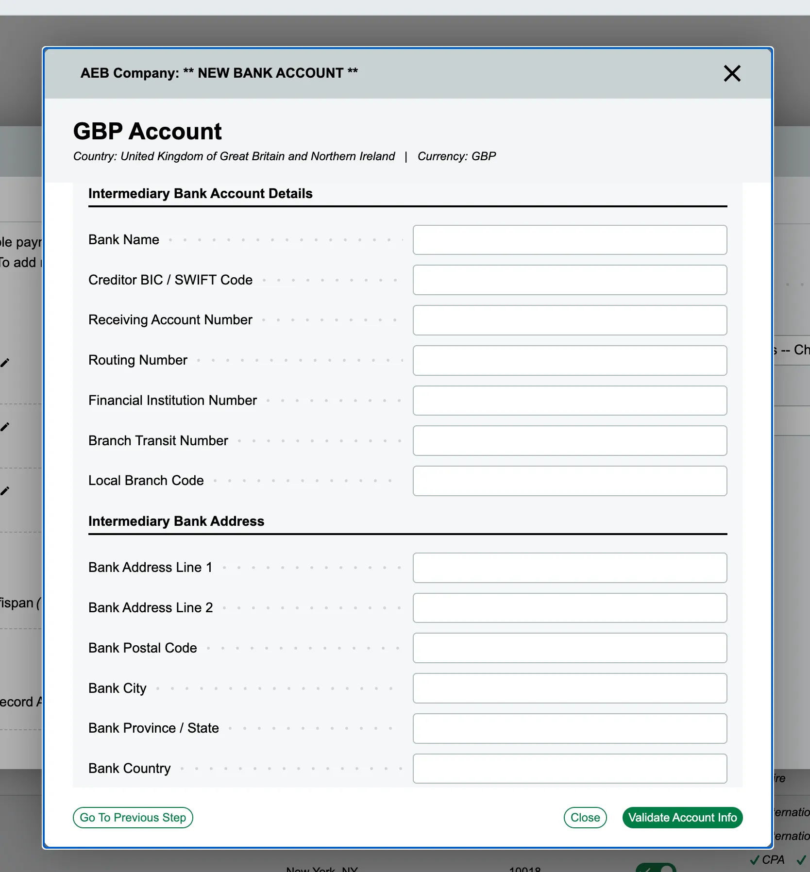Click Validate Account Info Click Validate Account Info
