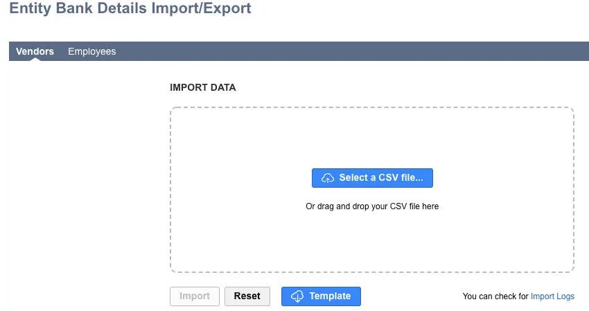 Import Data section Import Data section