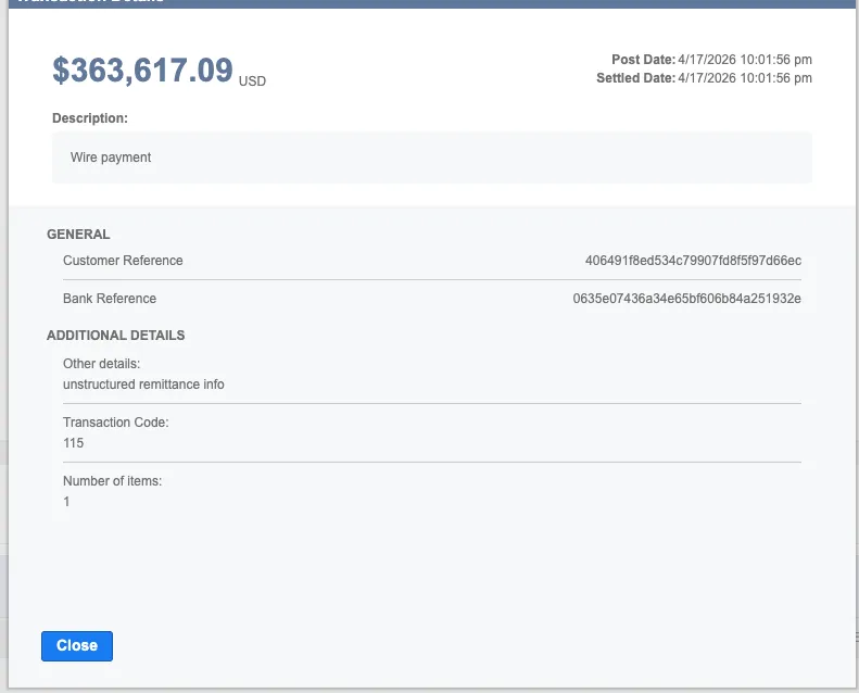 View Transaction Pop Up View Transaction Pop Up