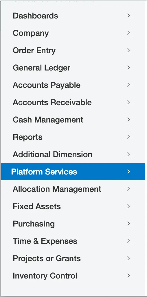 Platform Services enabled Platform Services enabled