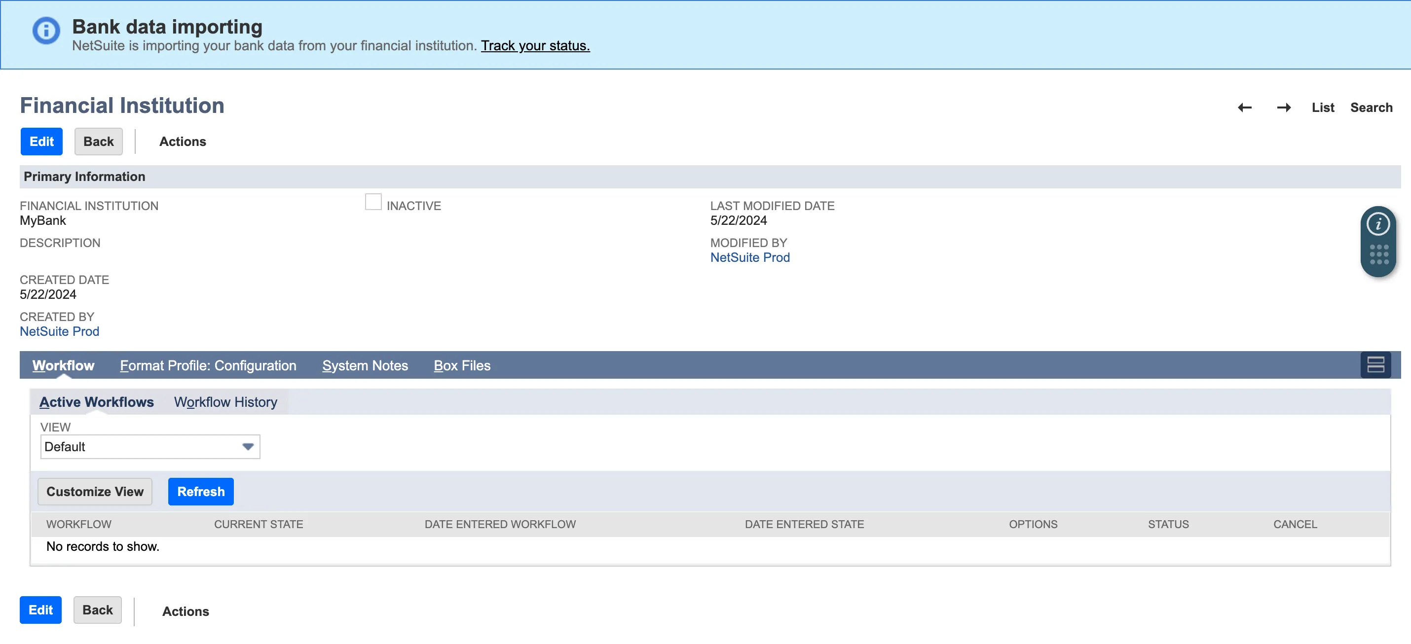Banner with a link to track your import status Banner with a link to track your import status
