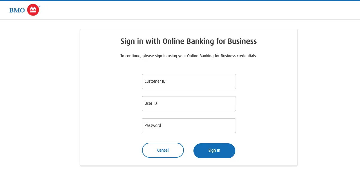 Enter your online banking sign in information
