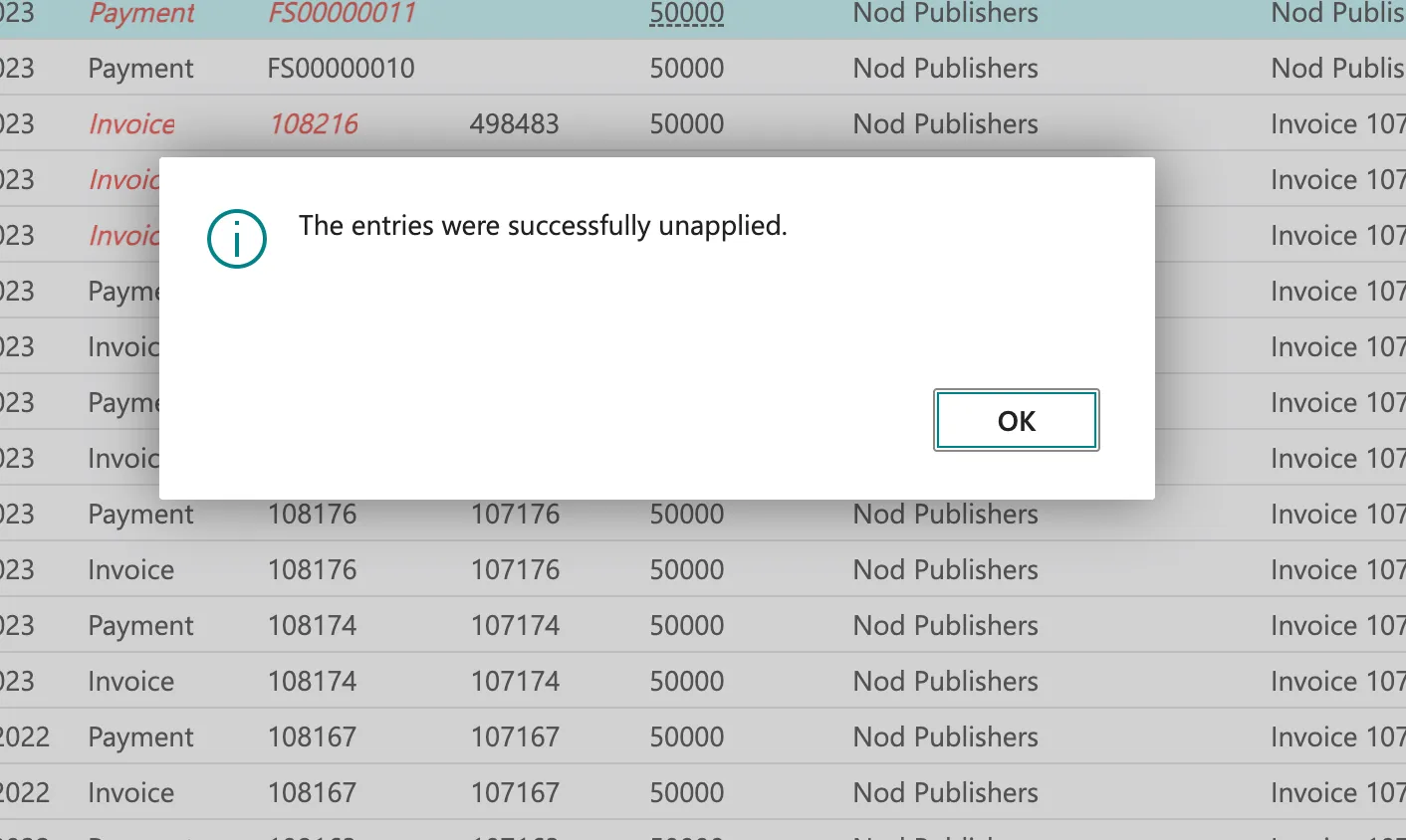 Confirm Entries Were Unapplied Confirm Entries Were Unapplied