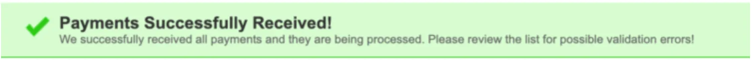 Payments Successfully Received Payments Successfully Received