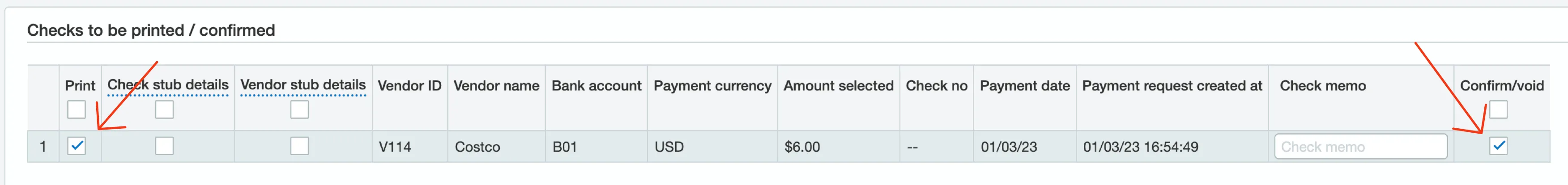 Both Print and Confirm Checkboxes Both Print and Confirm Checkboxes