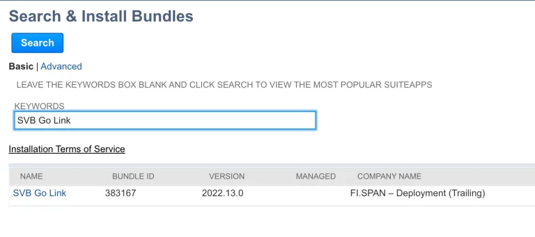 Search and Install SVB Go Link Search and Install SVB Go Link