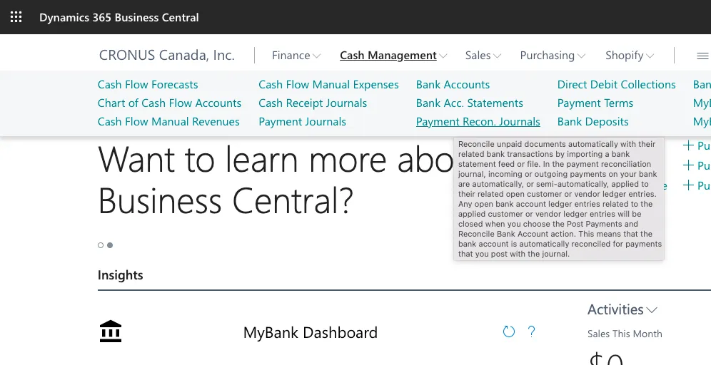 Select the Payment Reconciliation Journal Select the Payment Reconciliation Journal