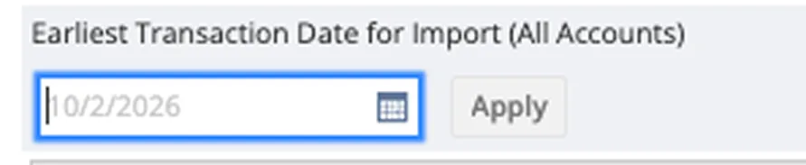 Select the Earliest Transaction Date for Import