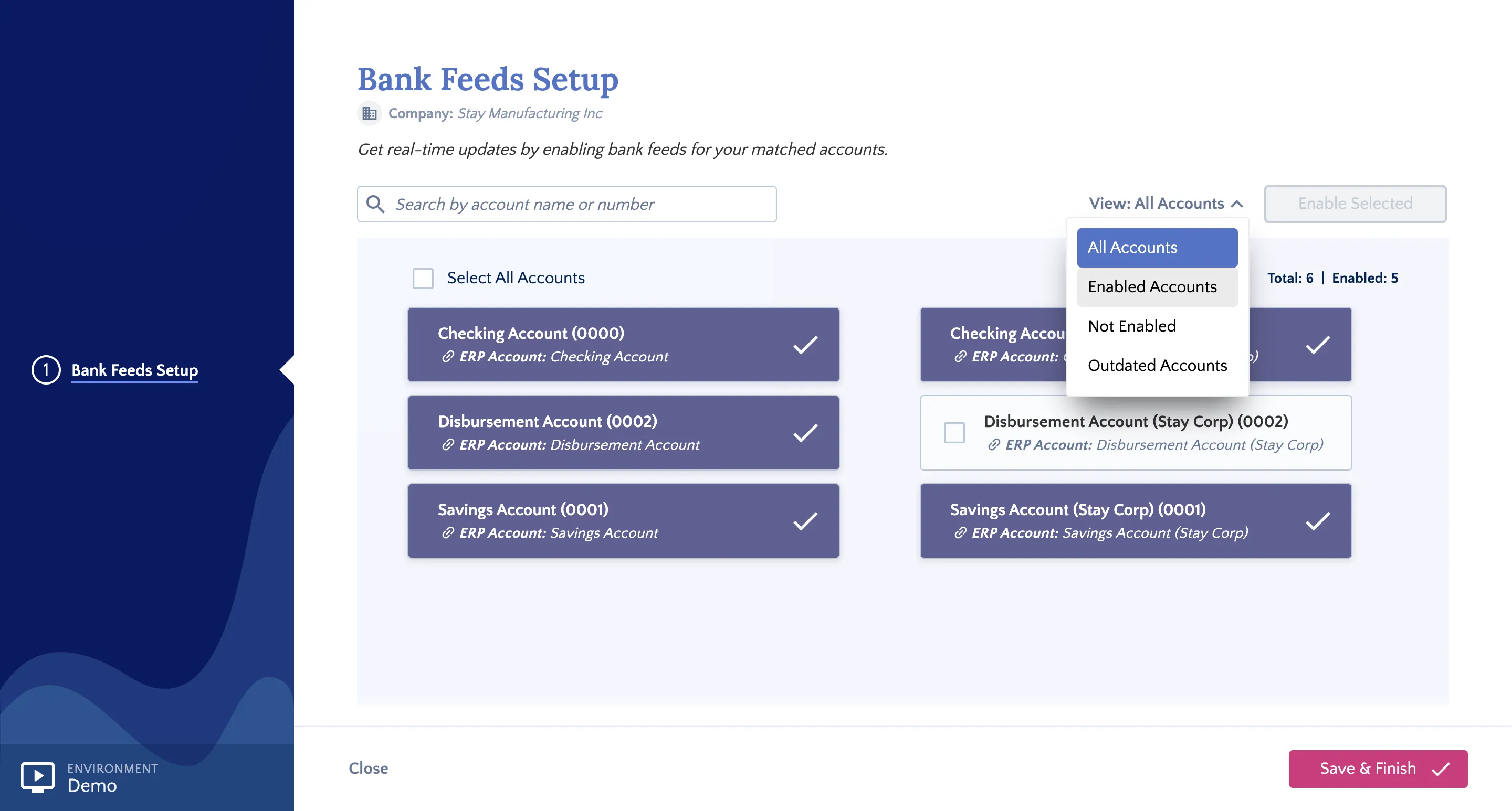Bank Feeds Setup Page Bank Feeds Setup Page