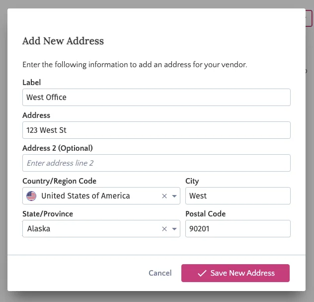 Click Save New Address Click Save New Address