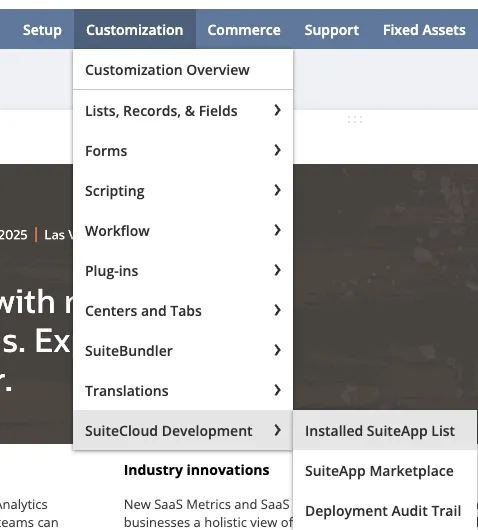 Installed SuiteApp List Installed SuiteApp List