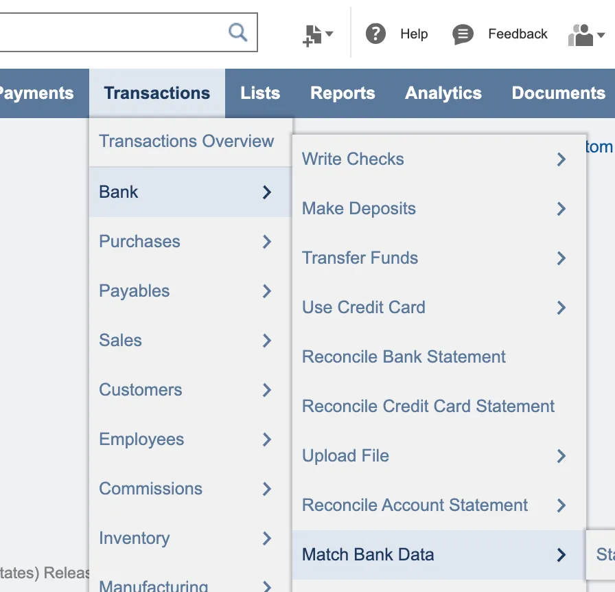 Go to Match Bank Data Go to Match Bank Data