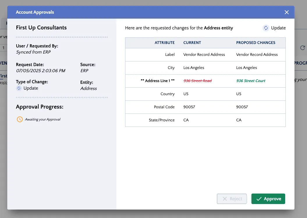 Approve ERP Synced Changes Approve ERP Synced Changes