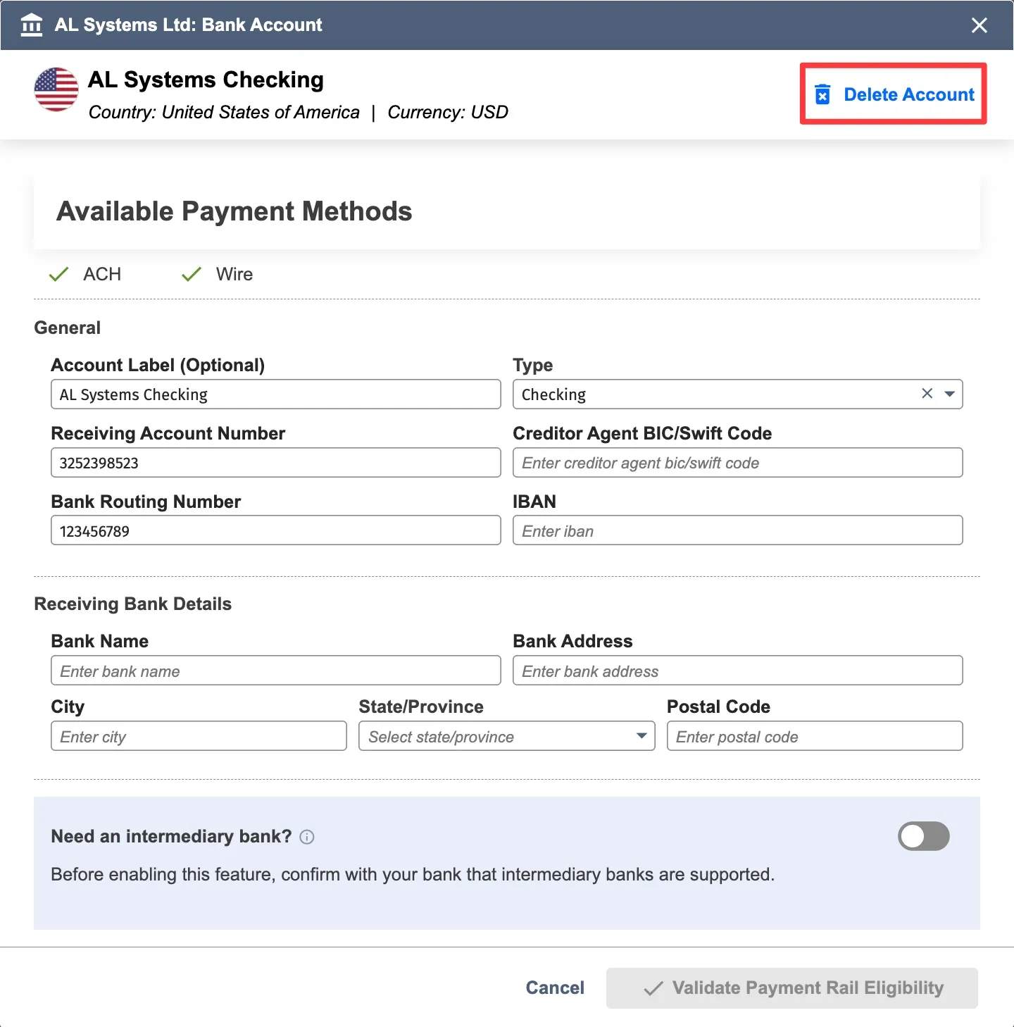 Delete Payment Information Delete Payment Information